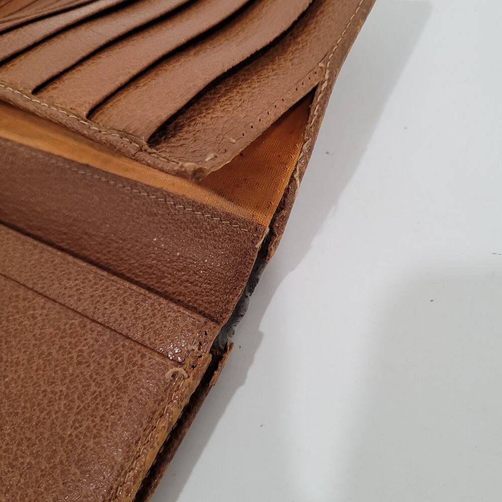 GUCCI Vintage Byckle Clasp Wallet Bifold Brown Large Retro Clutch Leather Fair - Picture 6 of 16